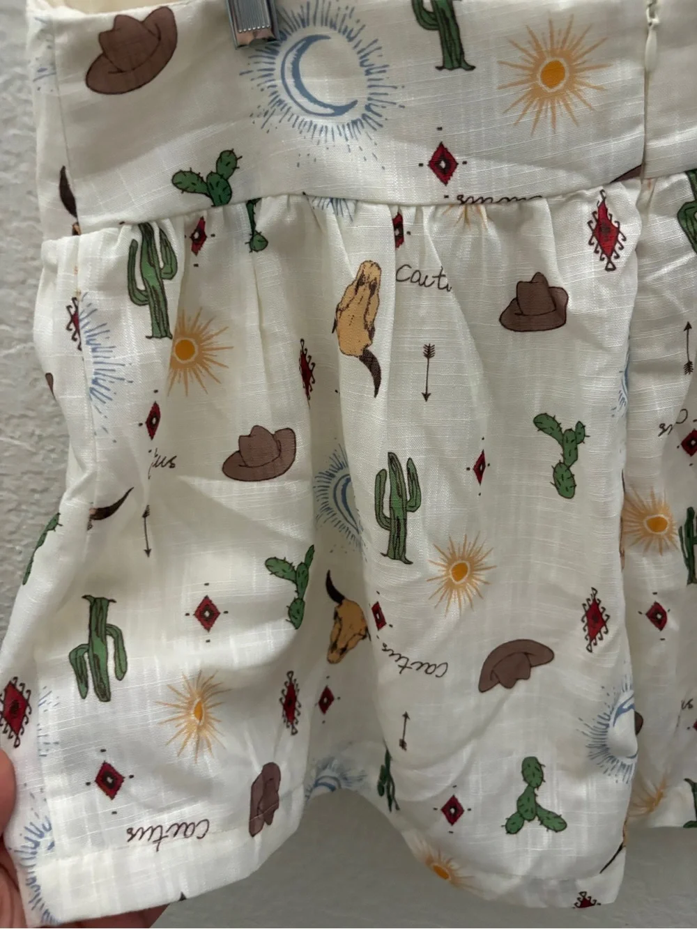 Lumiere White Desert Motif Skort with Cactus & Sun Print